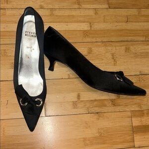 Stuart Weitzman Black Heels with Bow Accent